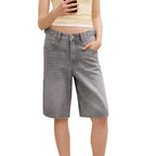 Damen High-Waist Denim-Bermudas mit lässigem Schnitt Sovae