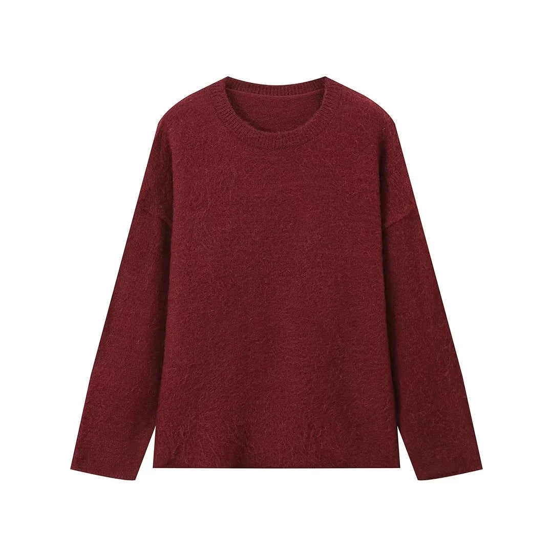 Damen lässiger Strickpullover aus hochwertiger Merinowolle Sovae