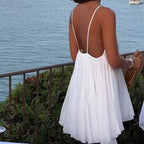 Damen Spaghetti-Träger Bluse mit elegantem V-Ausschnitt Sovae