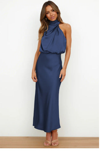 Damen Elegantes Neckholder Maxikleid mit fließendem Schnitt Sovae