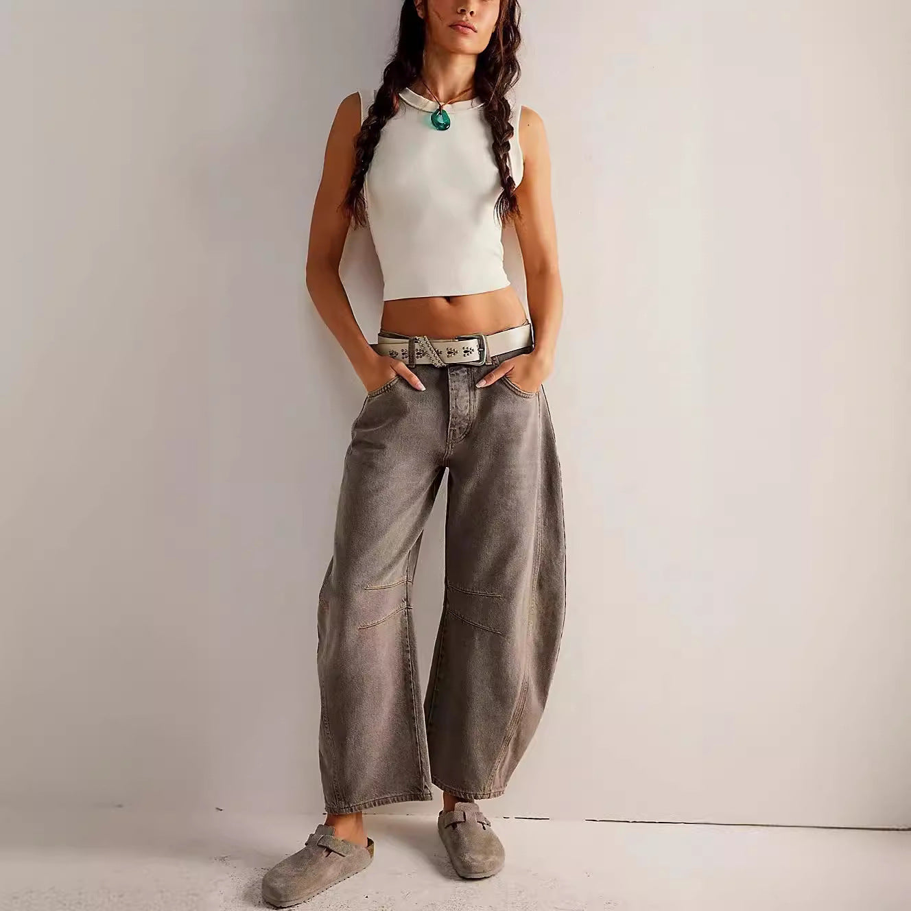 Damen Oversized Denim-Hosen Sovae