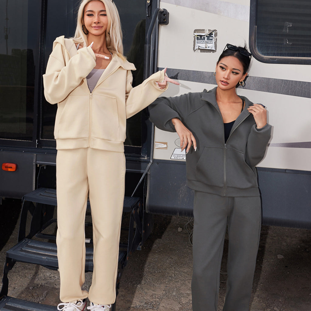 Damen bequeme Sportjacke mit Reißverschluss und lässigen Jogginghosen Sovae