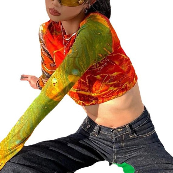 Damen Langarmshirt mit kunstvollem Grafikdesign Sovae