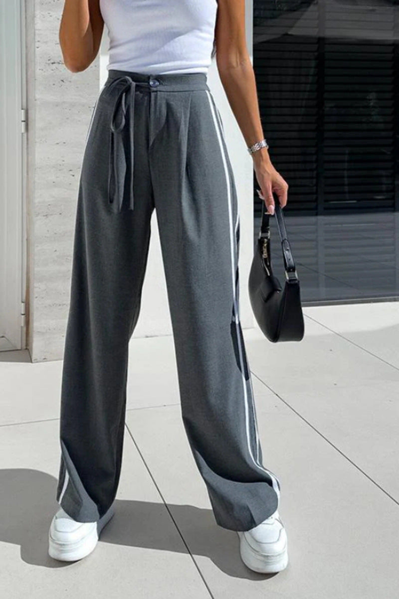 Damen lässige Freizeithose mit praktischem Bindegürtel Sovae
