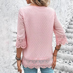 Damen luftige Bluse mit eleganten Spitzendetails Sovae