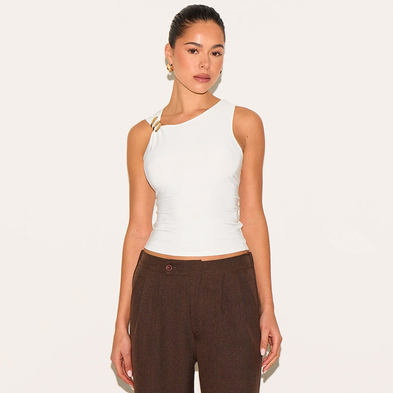 Damen asymmetrisches Oberteil mit dekorativem Detail Sovae