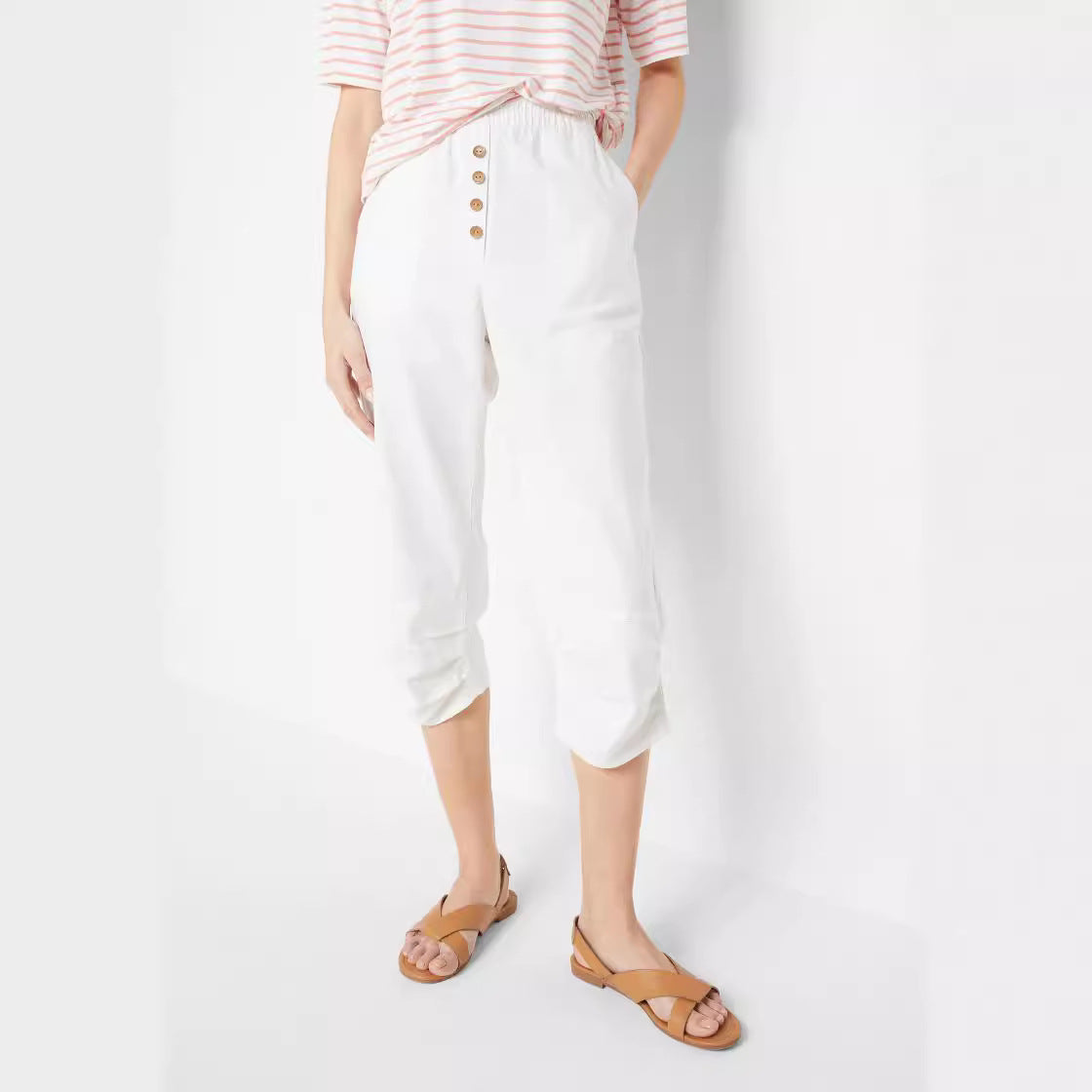 Damen lässige Chinohose mit Knopfdetails Sovae
