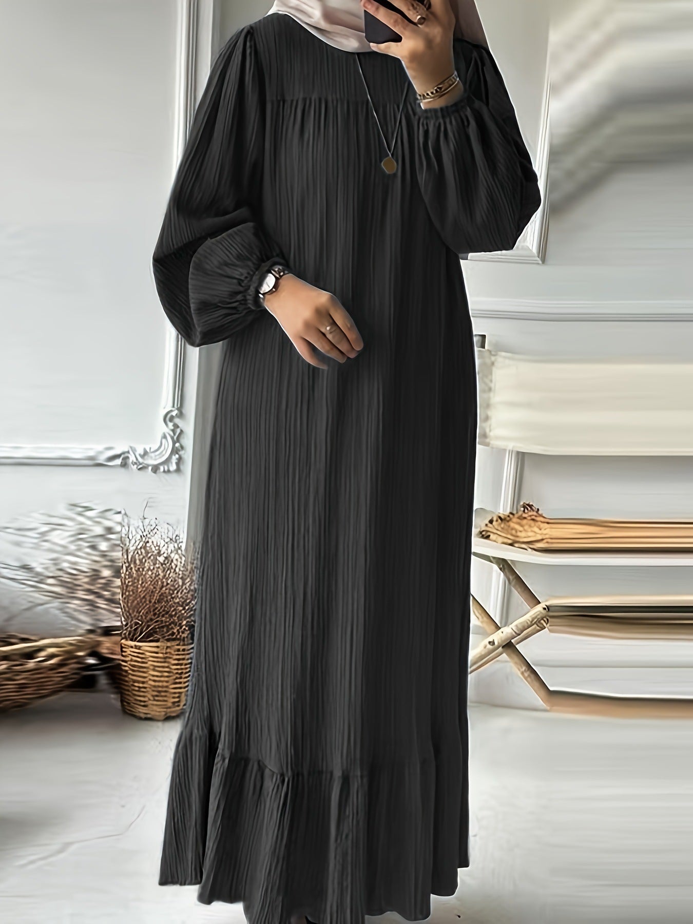 Damen Maxikleid mit waagerechtem Faltenwurf Sovae