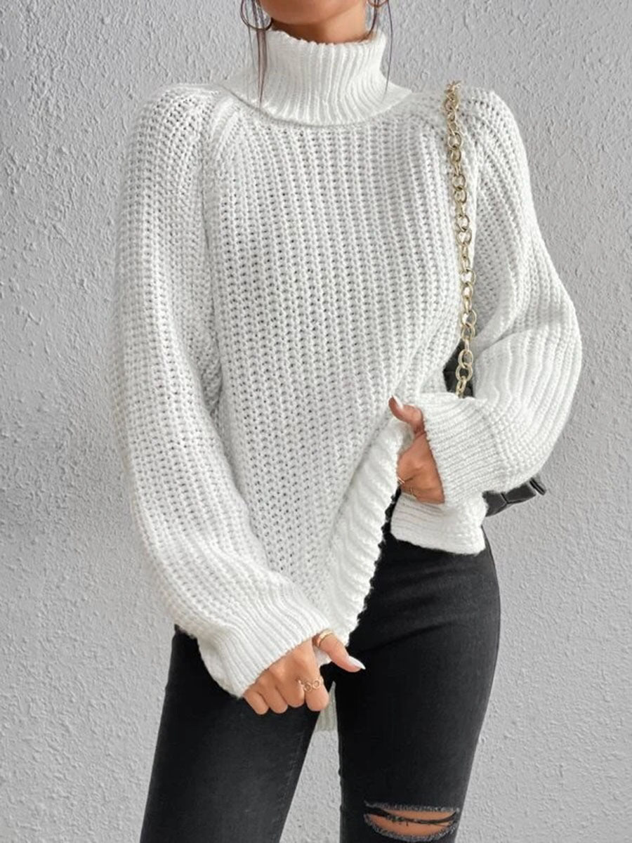 Damen gemütlicher Strickpullover mit Rollkragen und weitem Schnitt Sovae