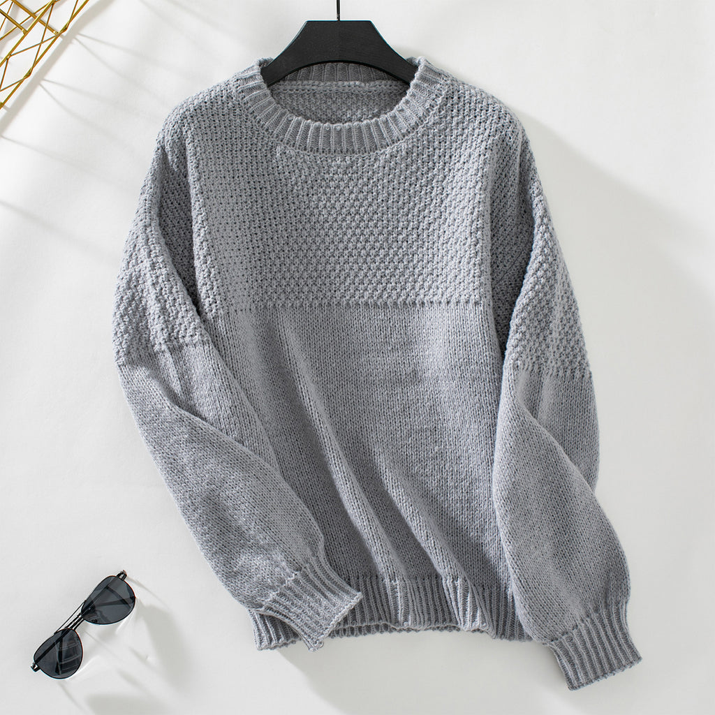 Damen modischer Strickpullover mit strukturiertem Design und lässigem Schnitt Sovae