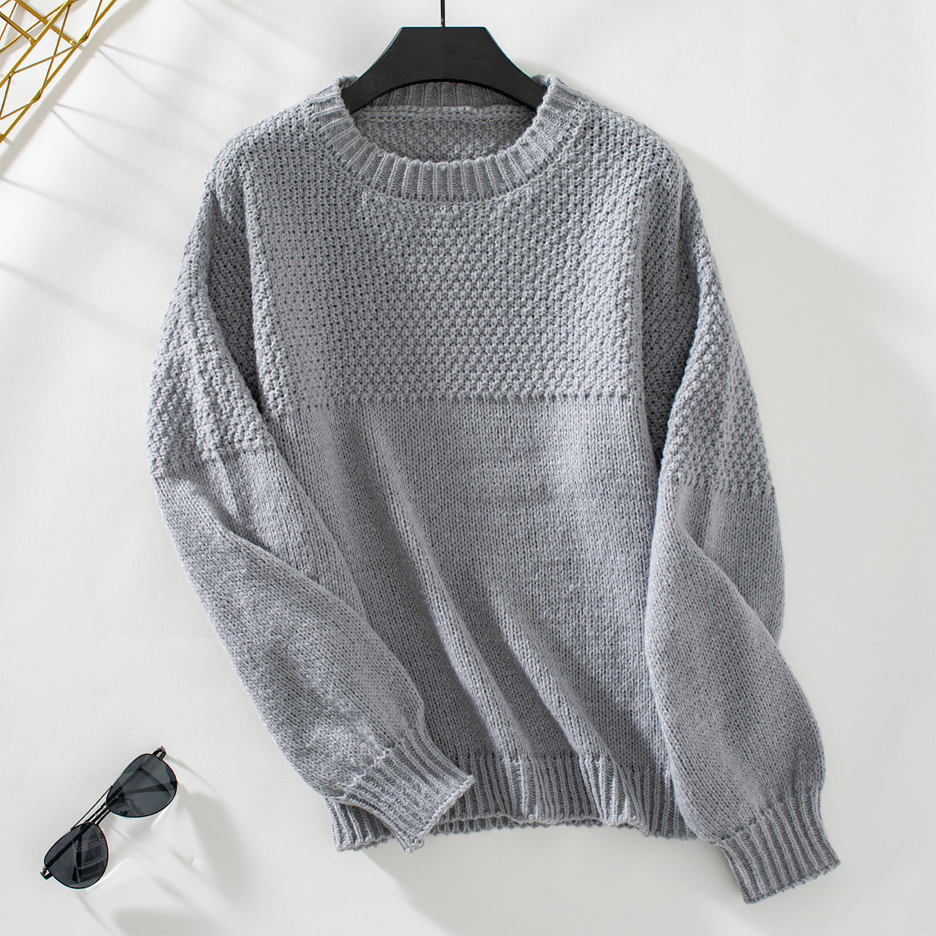 Damen modischer Strickpullover mit strukturiertem Design und lässigem Schnitt Sovae