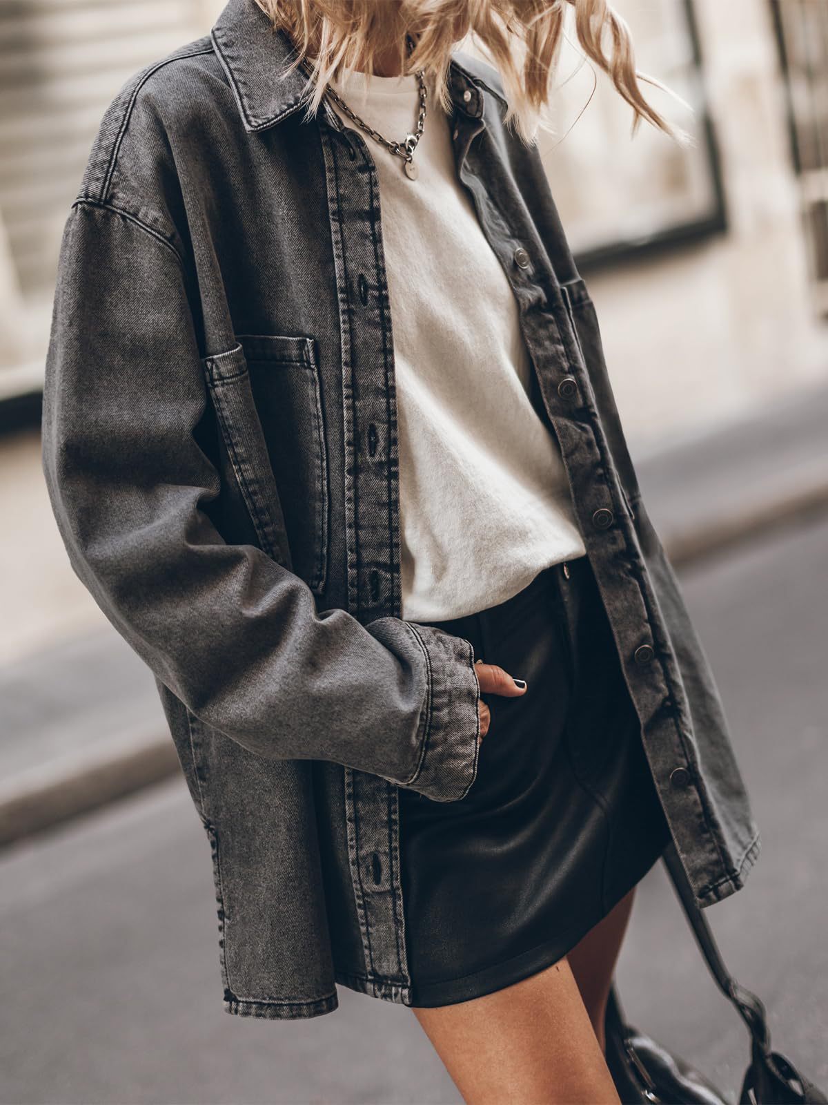 Damen Oversized Jeansjacke Sovae