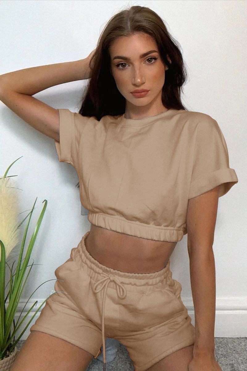 Damen Sportliches Lounge-Set mit verkürztem Oberteil und bequemen Shorts Sovae