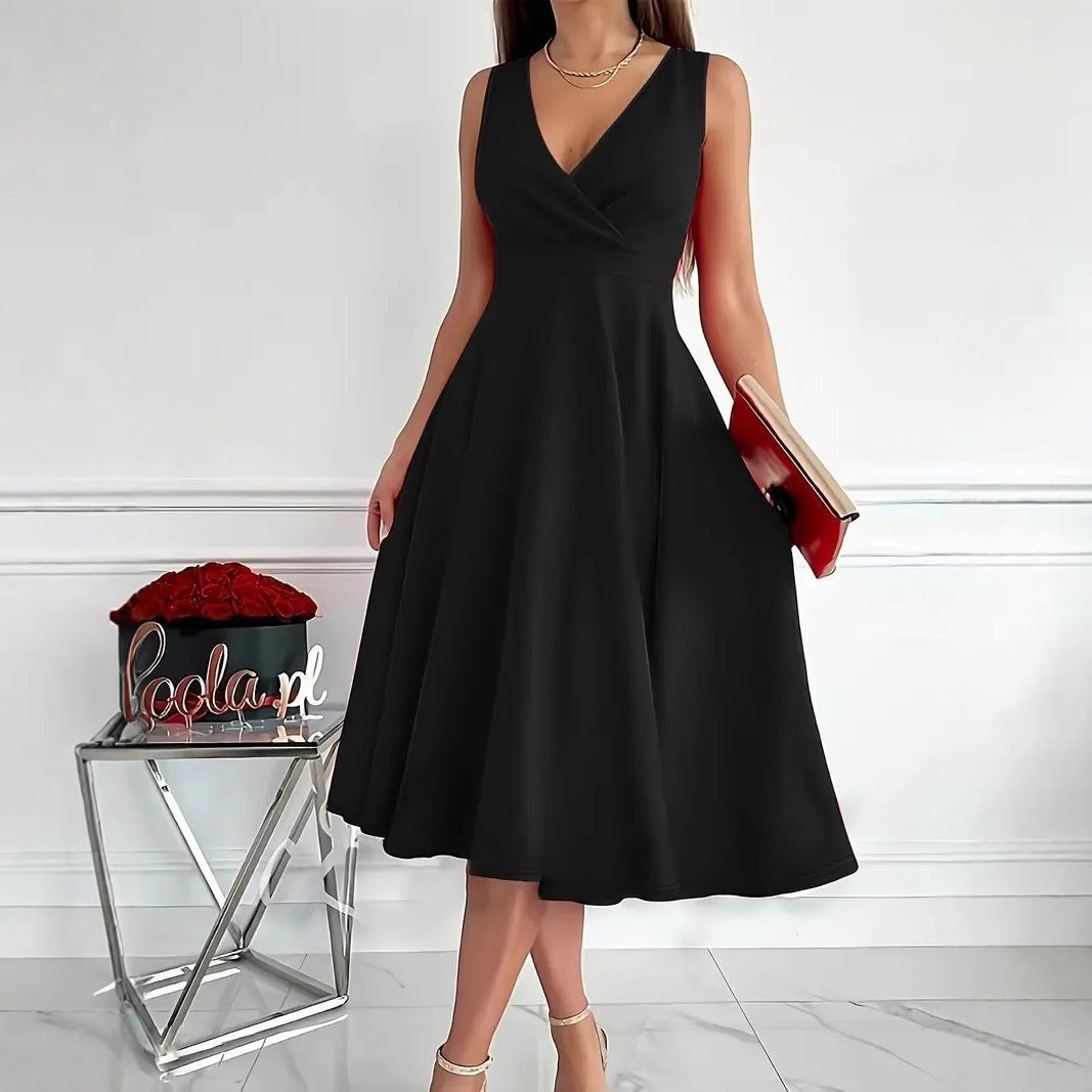 Damen A-Linien-Kleid mit V-Ausschnitt und schmeichelndem Schnitt Sovae
