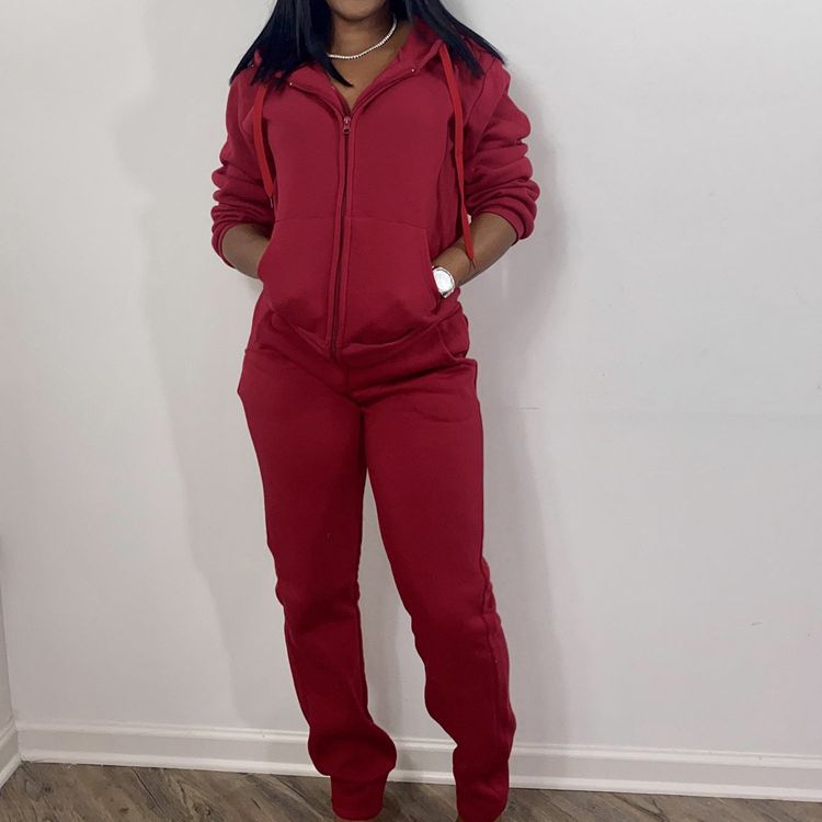 Damen sportliches Freizeitanzug mit praktischem Reißverschluss und elastischem Bund Sovae