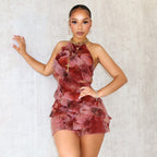 Damen Mini-Kleid mit verspieltem Rüschendesign Sovae