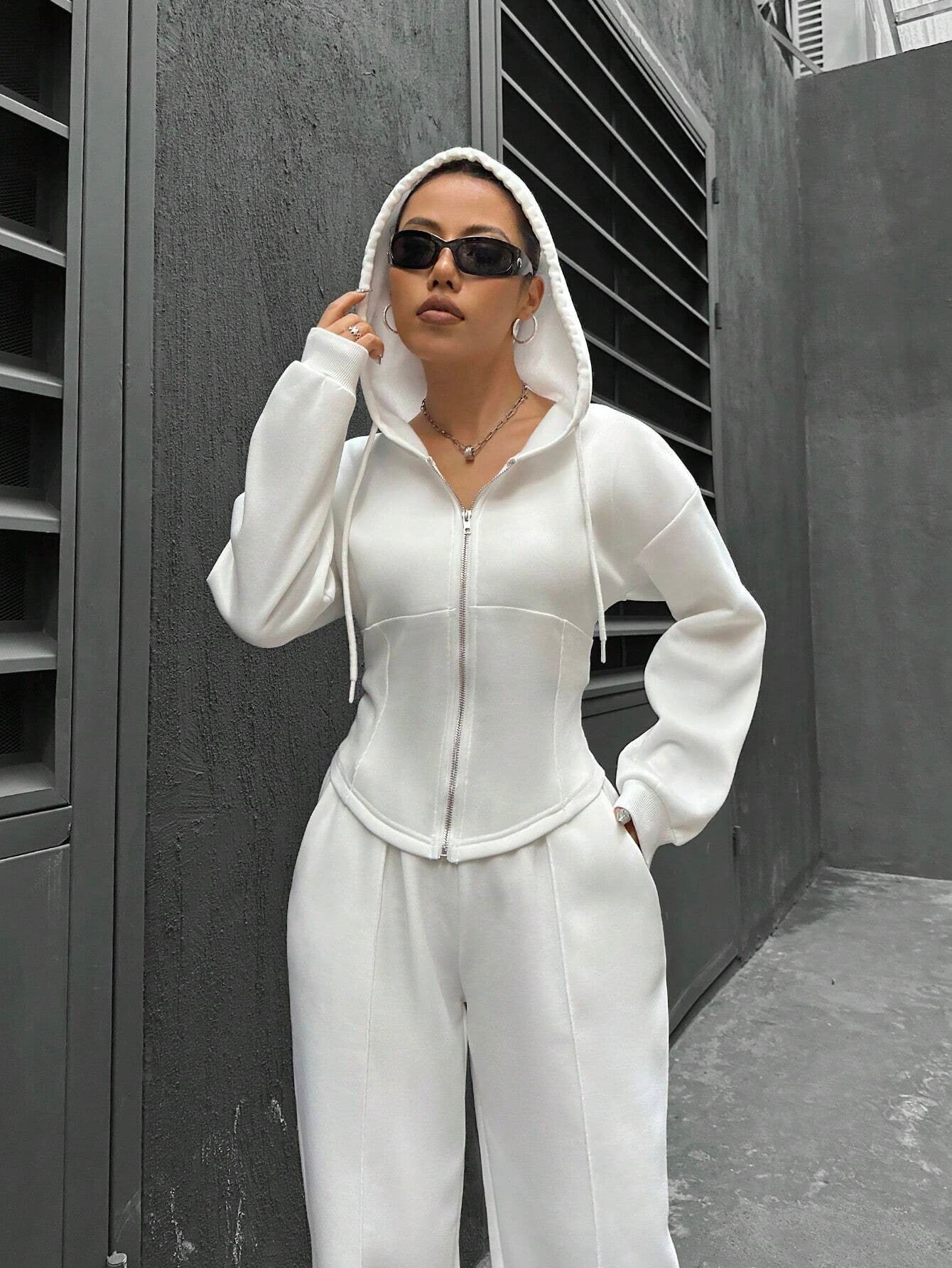 Damen modischer Zip-Hoodie mit tailliertem Schnitt Sovae