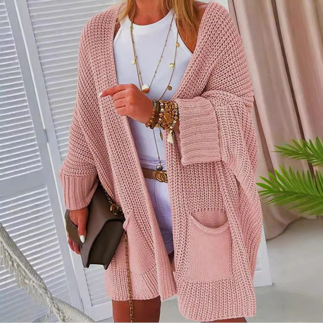 Damen Grobstrickjacke mit praktischen Taschen und lässigem Schnitt Sovae