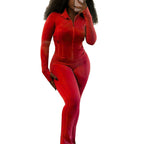 Damen trendiger Jumpsuit mit langem Arm und Reißverschluss Sovae