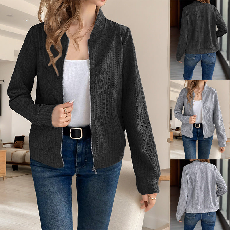 Damen Strickjacke mit Reißverschluss und strukturiertem Design Sovae