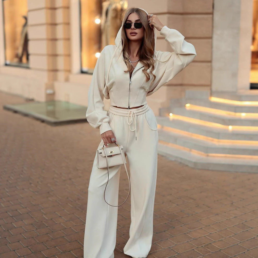 Damen sportliches Fleece-Loungewear-Set mit Hoody Sovae