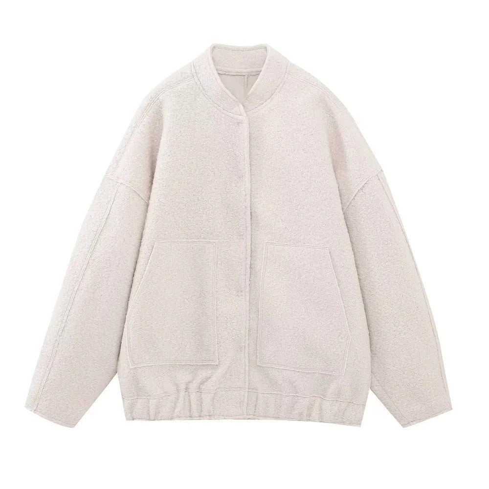 Damen lässige Fleecejacke mit geräumigen Taschen und elastischem Saum Sovae