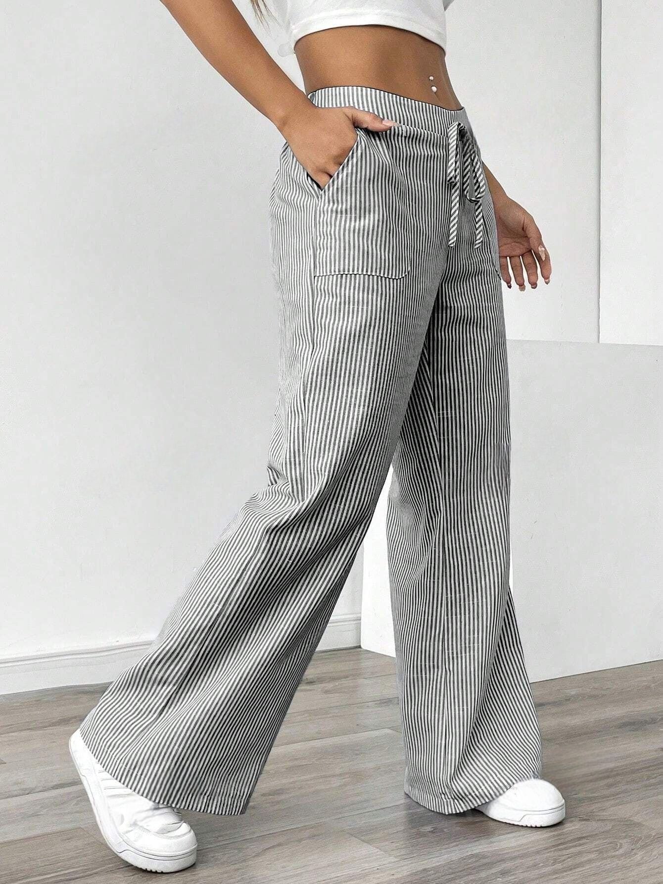 Damen lässige Baumwollhose mit weitem Bein und praktischen Taschen Sovae