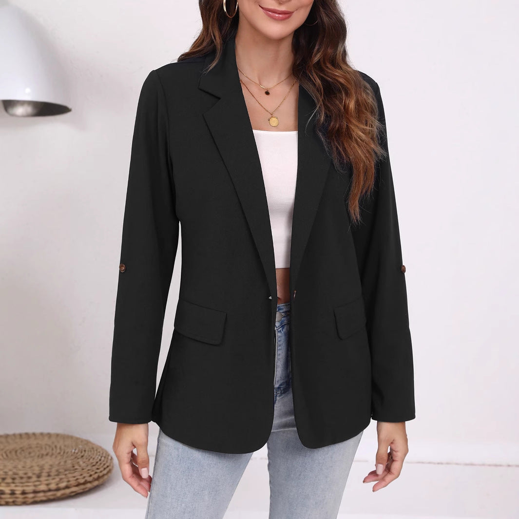 Damen Eleganter Blazer mit gestreiften Ärmeln und klassischem Schnitt Sovae