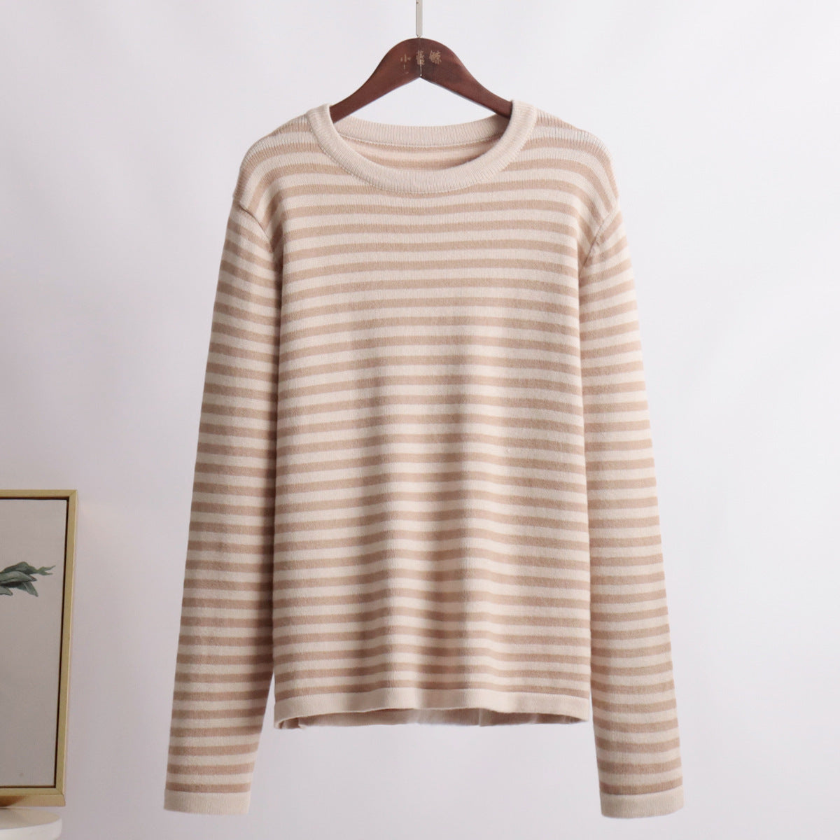 Damen gestreifter, lässiger Pullover aus hochwertigem Baumwollmix Sovae