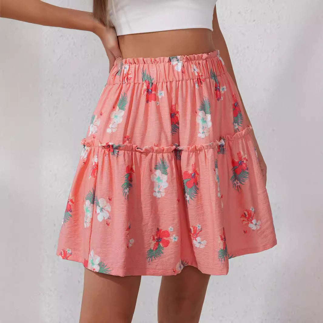 Damen sommerliches Stufenrock mit floralem Design Sovae