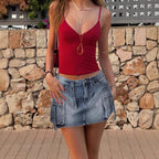 Damen modischer Cargo Minirock mit seitlichen Taschen Sovae