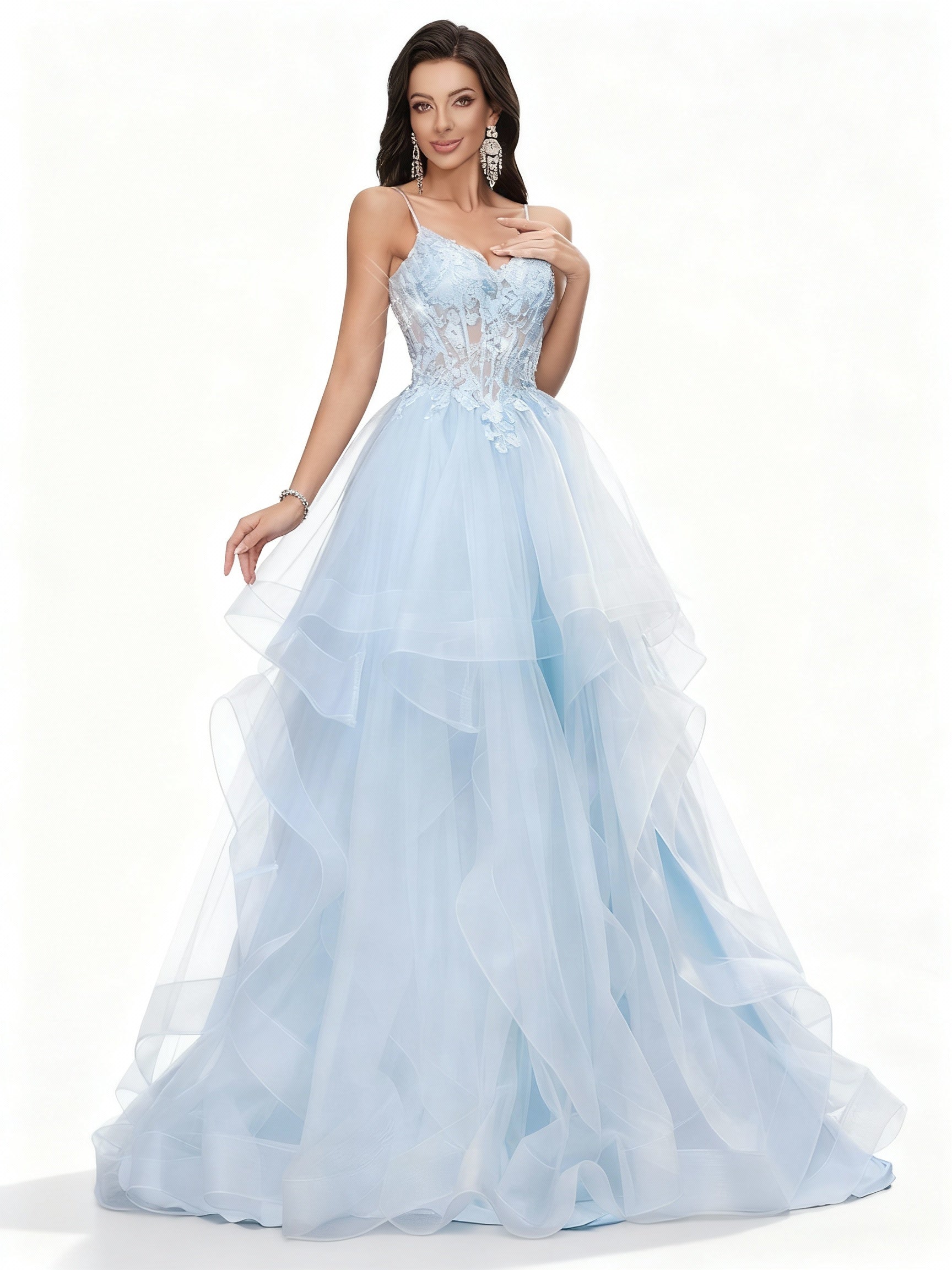 Sovae | Elegantes Ärmelloses Abschlusskleid mit Applikationen und Lagenrock